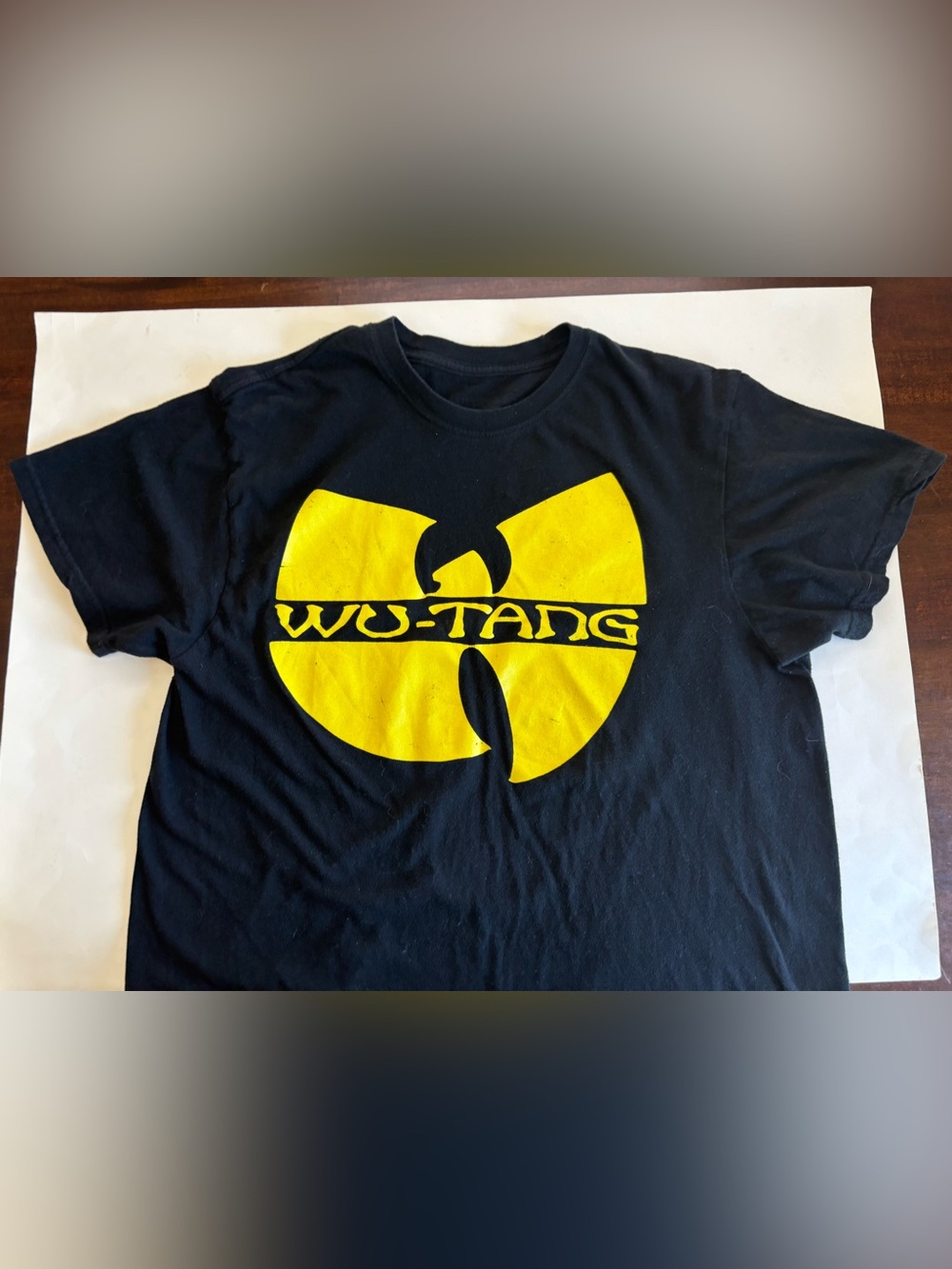 Wu Tang Tee - Black with Iconic Yellow Logo. Short Sleeve Tee. Size Large